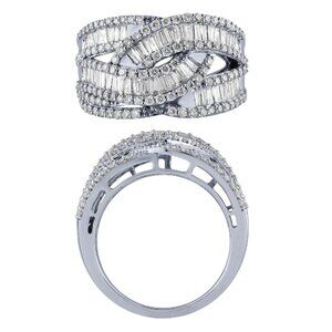 1.50 Carat Natural Diamond Fashion Ring F VS 14K White Gold